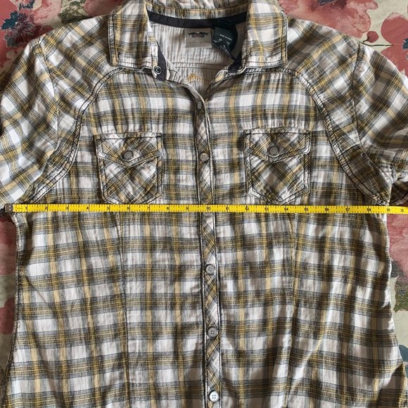 Women's Harley Davidson Button Down Yellow/Gray Plaid Shirt in Medium - Picture 7 of 9